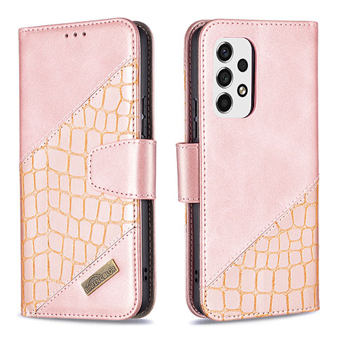 Coque Portefeuille Livre Cuir Etui Clapet B03F pour Samsung Galaxy A53 5G Or Rose