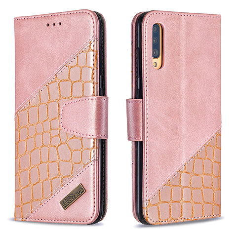 Coque Portefeuille Livre Cuir Etui Clapet B03F pour Samsung Galaxy A70 Or Rose