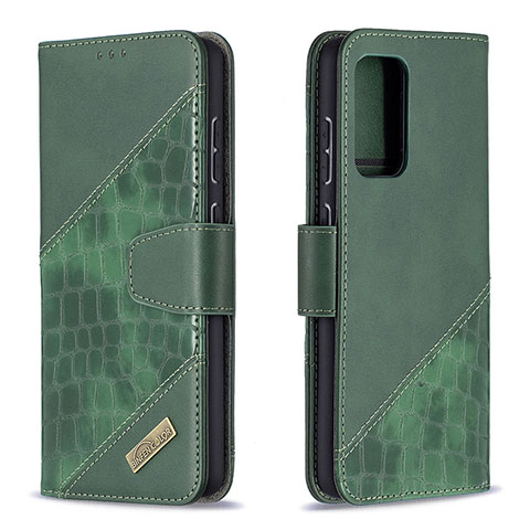 Coque Portefeuille Livre Cuir Etui Clapet B03F pour Samsung Galaxy A72 5G Vert