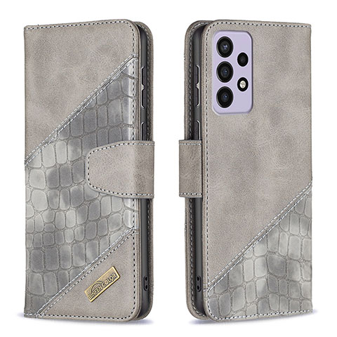 Coque Portefeuille Livre Cuir Etui Clapet B03F pour Samsung Galaxy A73 5G Gris Fonce