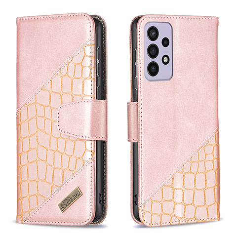 Coque Portefeuille Livre Cuir Etui Clapet B03F pour Samsung Galaxy A73 5G Or Rose