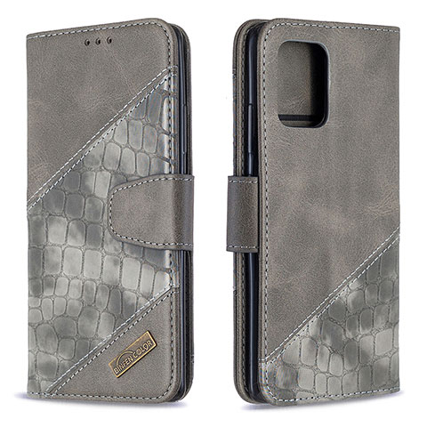 Coque Portefeuille Livre Cuir Etui Clapet B03F pour Samsung Galaxy A91 Gris Fonce