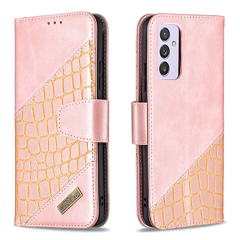 Coque Portefeuille Livre Cuir Etui Clapet B03F pour Samsung Galaxy M34 5G Or Rose