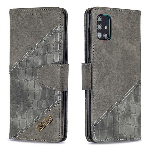 Coque Portefeuille Livre Cuir Etui Clapet B03F pour Samsung Galaxy M40S Gris Fonce