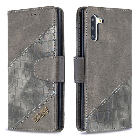 Coque Portefeuille Livre Cuir Etui Clapet B03F pour Samsung Galaxy Note 10 5G Gris Fonce