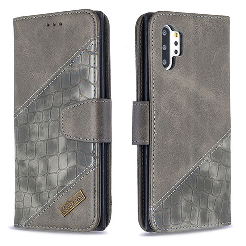 Coque Portefeuille Livre Cuir Etui Clapet B03F pour Samsung Galaxy Note 10 Plus 5G Gris Fonce