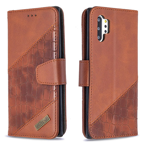 Coque Portefeuille Livre Cuir Etui Clapet B03F pour Samsung Galaxy Note 10 Plus 5G Marron