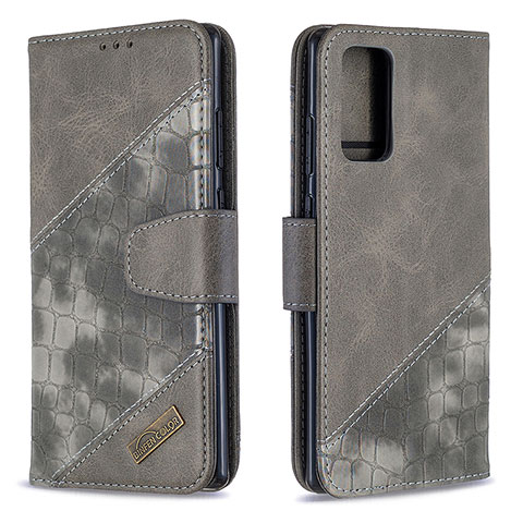 Coque Portefeuille Livre Cuir Etui Clapet B03F pour Samsung Galaxy Note 20 5G Gris Fonce