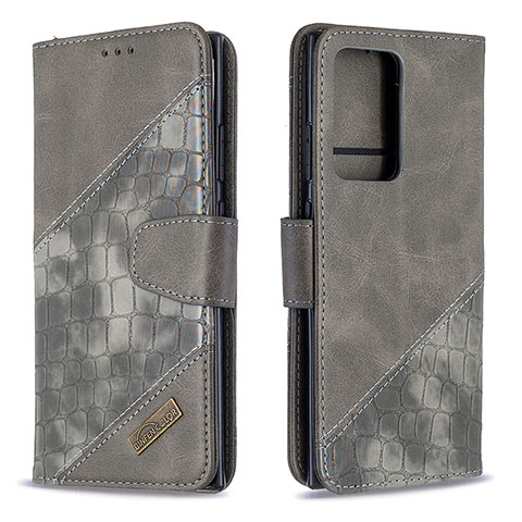 Coque Portefeuille Livre Cuir Etui Clapet B03F pour Samsung Galaxy Note 20 Ultra 5G Gris Fonce