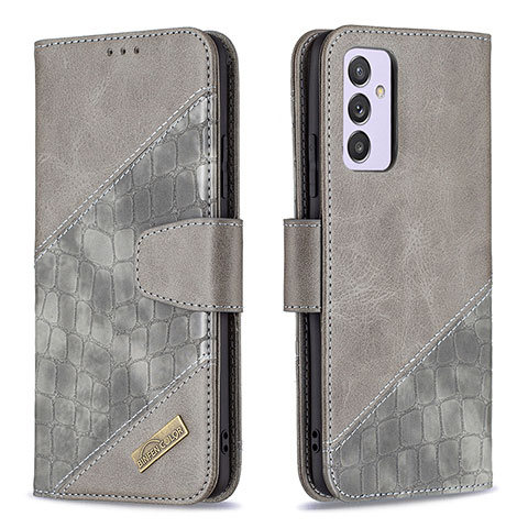 Coque Portefeuille Livre Cuir Etui Clapet B03F pour Samsung Galaxy Quantum2 5G Gris Fonce