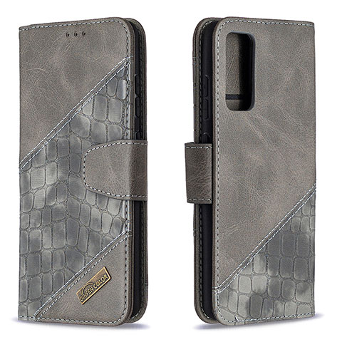 Coque Portefeuille Livre Cuir Etui Clapet B03F pour Samsung Galaxy S20 FE 5G Gris Fonce