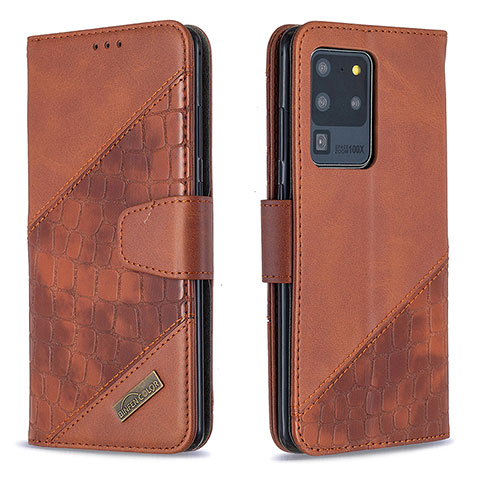 Coque Portefeuille Livre Cuir Etui Clapet B03F pour Samsung Galaxy S20 Ultra 5G Marron