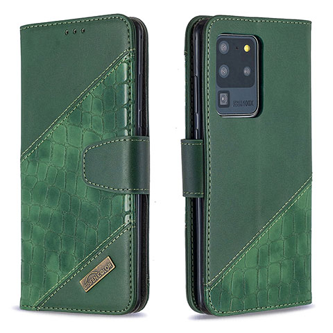 Coque Portefeuille Livre Cuir Etui Clapet B03F pour Samsung Galaxy S20 Ultra 5G Vert