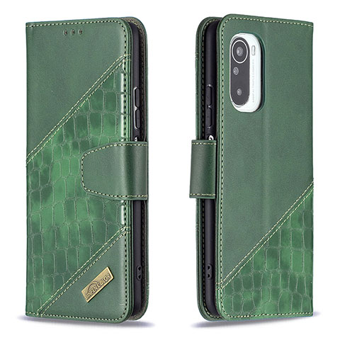 Coque Portefeuille Livre Cuir Etui Clapet B03F pour Xiaomi Poco F3 5G Vert