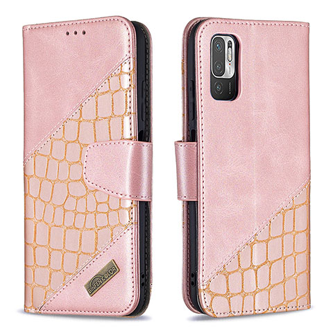 Coque Portefeuille Livre Cuir Etui Clapet B03F pour Xiaomi POCO M3 Pro 5G Or Rose