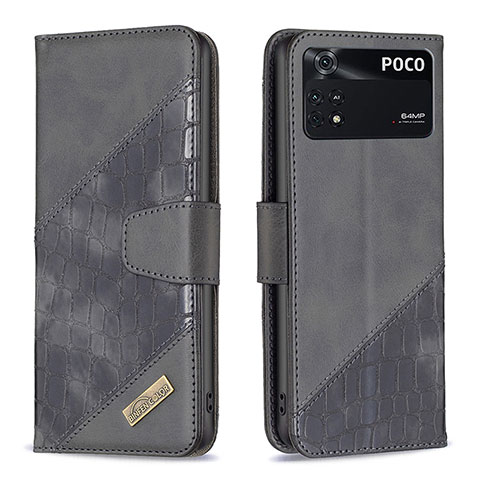 Coque Portefeuille Livre Cuir Etui Clapet B03F pour Xiaomi Poco M4 Pro 4G Noir