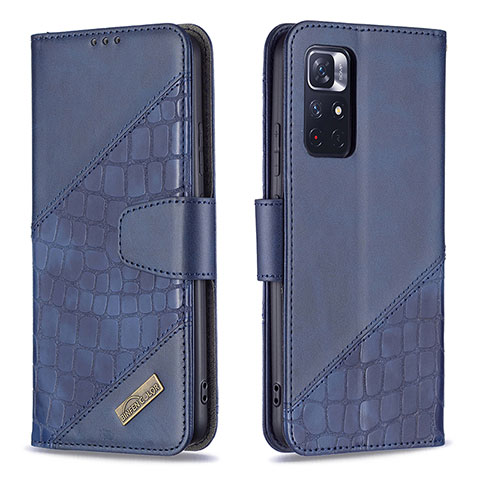 Coque Portefeuille Livre Cuir Etui Clapet B03F pour Xiaomi Poco M4 Pro 5G Bleu