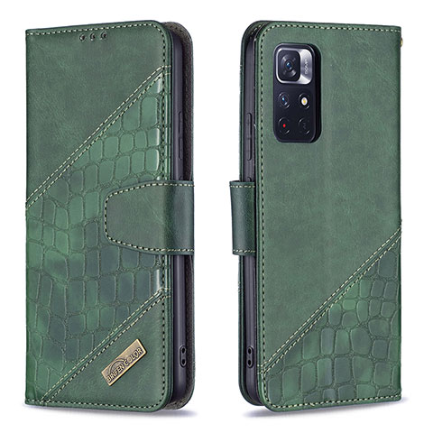 Coque Portefeuille Livre Cuir Etui Clapet B03F pour Xiaomi Poco M4 Pro 5G Vert