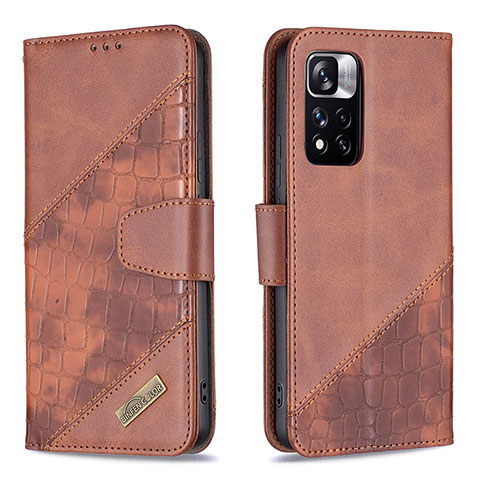 Coque Portefeuille Livre Cuir Etui Clapet B03F pour Xiaomi Poco X4 NFC Marron