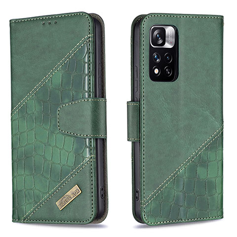 Coque Portefeuille Livre Cuir Etui Clapet B03F pour Xiaomi Poco X4 NFC Vert