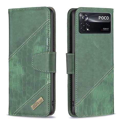 Coque Portefeuille Livre Cuir Etui Clapet B03F pour Xiaomi Poco X4 Pro 5G Vert