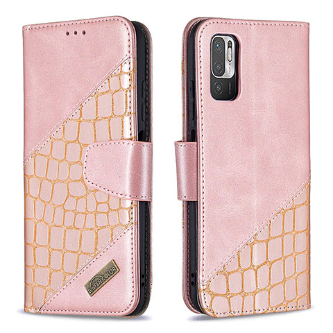 Coque Portefeuille Livre Cuir Etui Clapet B03F pour Xiaomi Redmi Note 10 5G Or Rose