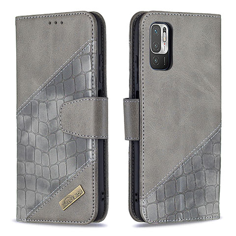 Coque Portefeuille Livre Cuir Etui Clapet B03F pour Xiaomi Redmi Note 10T 5G Gris Fonce