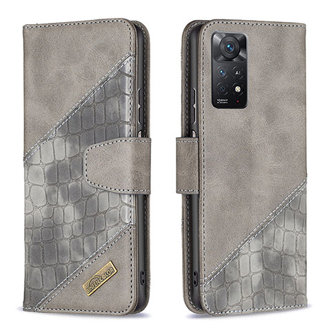 Coque Portefeuille Livre Cuir Etui Clapet B03F pour Xiaomi Redmi Note 11 Pro 4G Gris Fonce