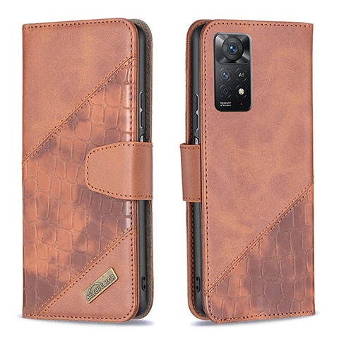 Coque Portefeuille Livre Cuir Etui Clapet B03F pour Xiaomi Redmi Note 11 Pro 5G Marron