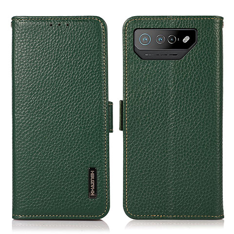 Coque Portefeuille Livre Cuir Etui Clapet B03H pour Asus ROG Phone 7 Ultimate Vert