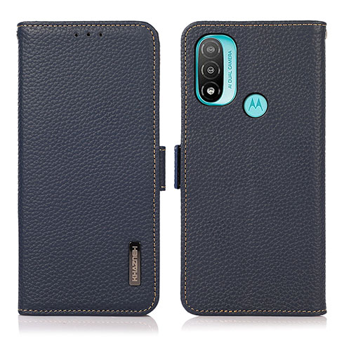 Coque Portefeuille Livre Cuir Etui Clapet B03H pour Motorola Moto E30 Bleu