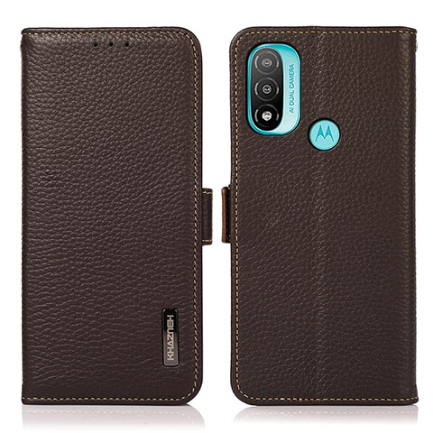 Coque Portefeuille Livre Cuir Etui Clapet B03H pour Motorola Moto E30 Marron