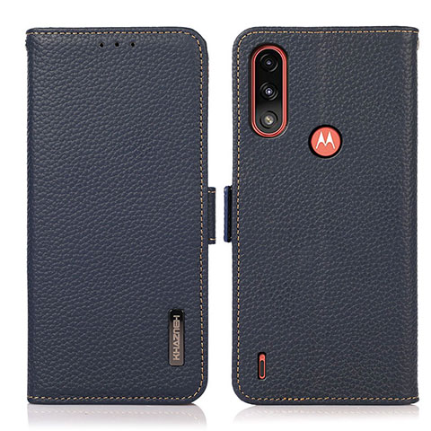 Coque Portefeuille Livre Cuir Etui Clapet B03H pour Motorola Moto E7 Power Bleu