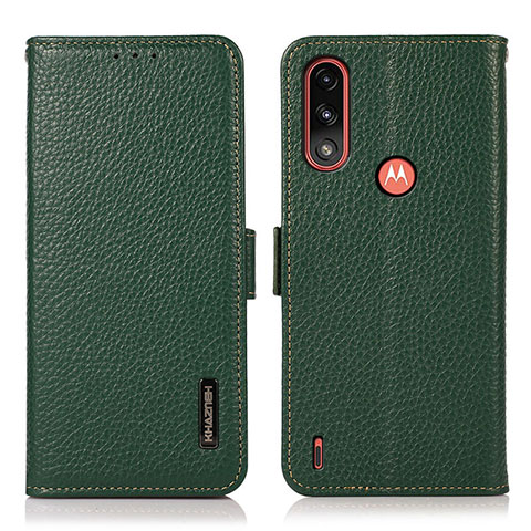 Coque Portefeuille Livre Cuir Etui Clapet B03H pour Motorola Moto E7 Power Vert