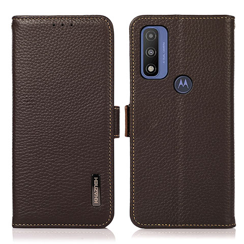 Coque Portefeuille Livre Cuir Etui Clapet B03H pour Motorola Moto G Pure Marron