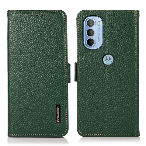 Coque Portefeuille Livre Cuir Etui Clapet B03H pour Motorola Moto G31 Vert