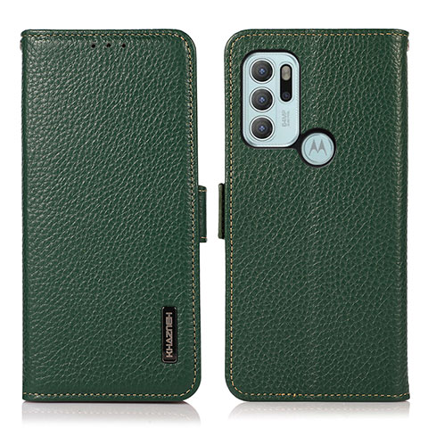 Coque Portefeuille Livre Cuir Etui Clapet B03H pour Motorola Moto G60s Vert