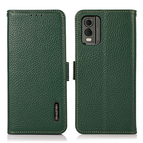 Coque Portefeuille Livre Cuir Etui Clapet B03H pour Nokia C210 Vert