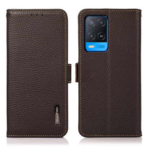 Coque Portefeuille Livre Cuir Etui Clapet B03H pour Oppo A54 4G Marron