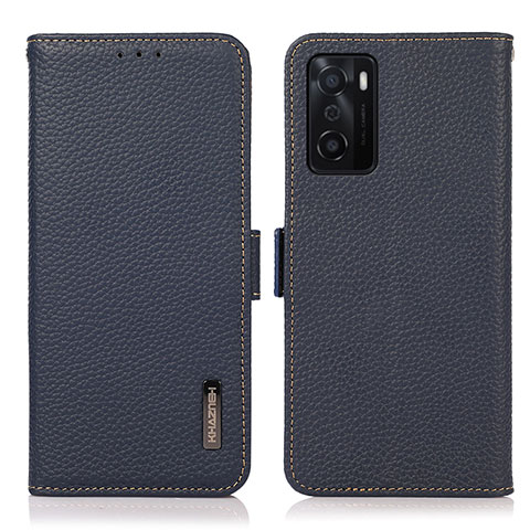 Coque Portefeuille Livre Cuir Etui Clapet B03H pour Oppo A55S 5G Bleu