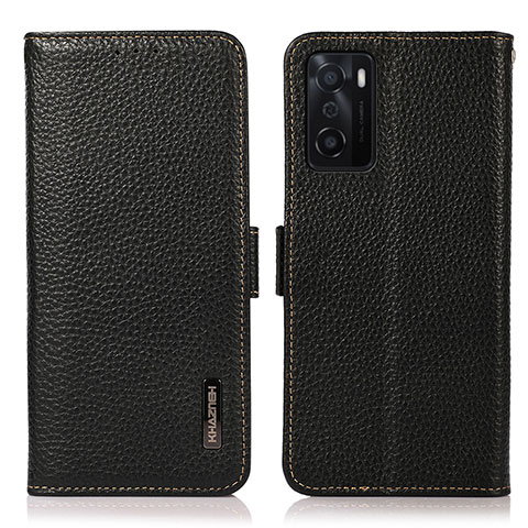 Coque Portefeuille Livre Cuir Etui Clapet B03H pour Oppo A55S 5G Noir