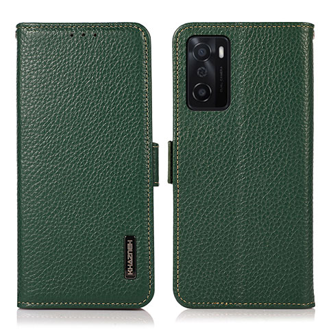 Coque Portefeuille Livre Cuir Etui Clapet B03H pour Oppo A55S 5G Vert