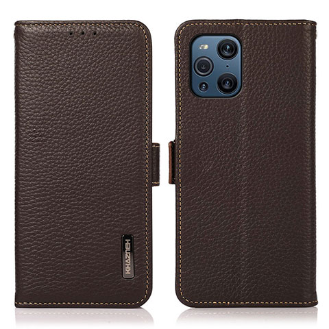 Coque Portefeuille Livre Cuir Etui Clapet B03H pour Oppo Find X3 5G Marron