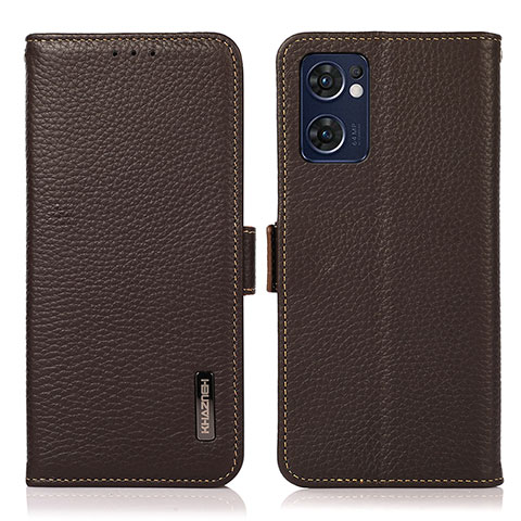 Coque Portefeuille Livre Cuir Etui Clapet B03H pour Oppo Find X5 Lite 5G Marron