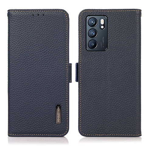 Coque Portefeuille Livre Cuir Etui Clapet B03H pour Oppo Reno6 5G Bleu