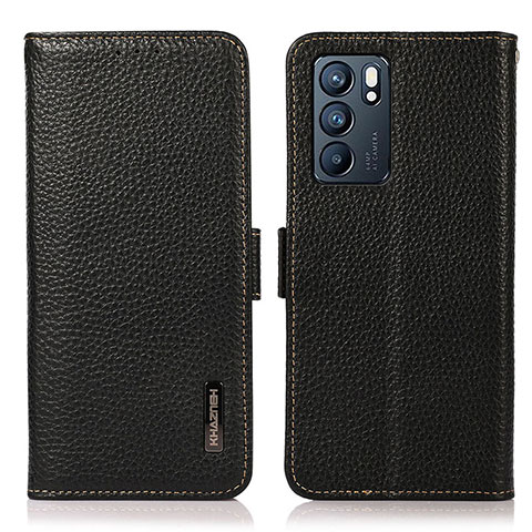 Coque Portefeuille Livre Cuir Etui Clapet B03H pour Oppo Reno6 5G Noir