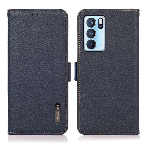 Coque Portefeuille Livre Cuir Etui Clapet B03H pour Oppo Reno6 Pro 5G India Bleu