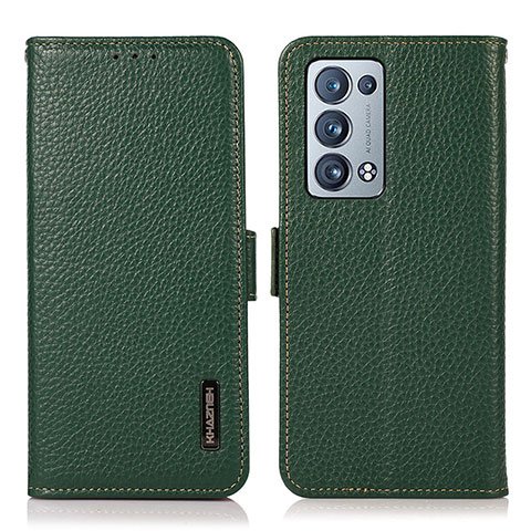 Coque Portefeuille Livre Cuir Etui Clapet B03H pour Oppo Reno6 Pro+ Plus 5G Vert