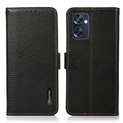 Coque Portefeuille Livre Cuir Etui Clapet B03H pour Oppo Reno7 SE 5G Noir