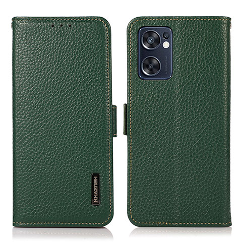 Coque Portefeuille Livre Cuir Etui Clapet B03H pour Oppo Reno7 SE 5G Vert